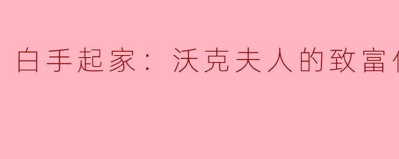 白手起家：沃克夫人的致富传奇