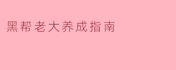 黑帮老大养成指南