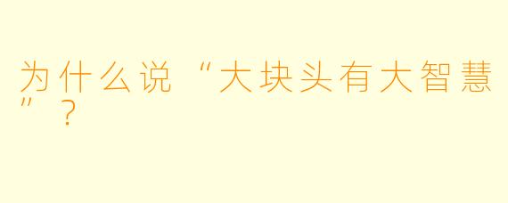 为什么说“大块头有大智慧”？