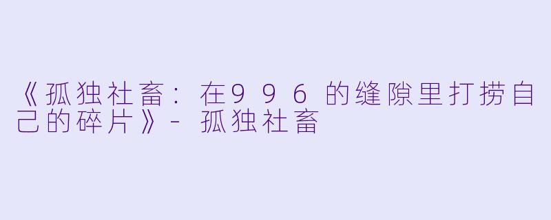 《孤独社畜：在996的缝隙里打捞自己的碎片》-孤独社畜