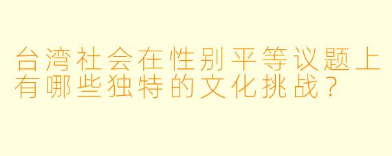 台湾社会在性别平等议题上有哪些独特的文化挑战？