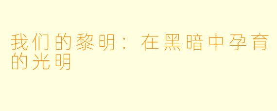 我们的黎明：在黑暗中孕育的光明