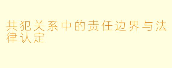 共犯关系中的责任边界与法律认定