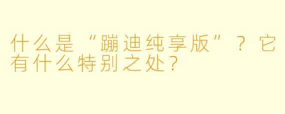 什么是“蹦迪纯享版”？它有什么特别之处？