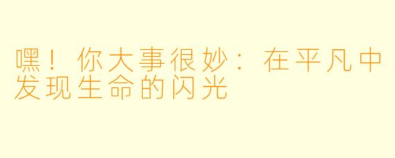嘿！你大事很妙：在平凡中发现生命的闪光