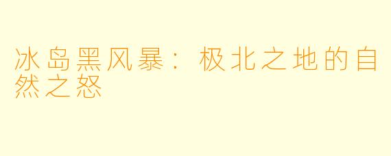 冰岛黑风暴：极北之地的自然之怒