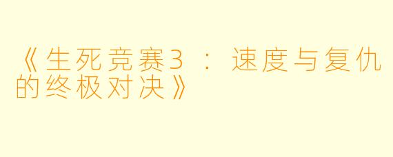 《生死竞赛3：速度与复仇的终极对决》