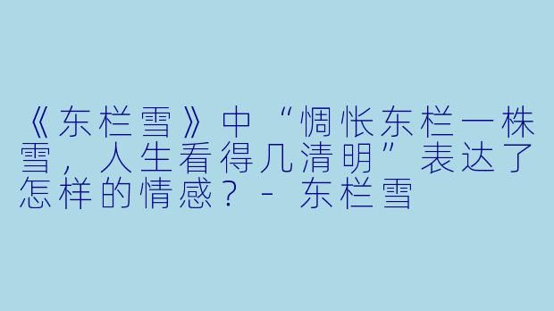 《东栏雪》中“惆怅东栏一株雪，人生看得几清明”表达了怎样的情感？-东栏雪