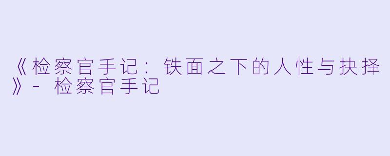 《检察官手记：铁面之下的人性与抉择》-检察官手记