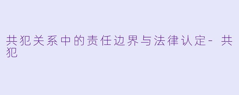 共犯关系中的责任边界与法律认定-共犯