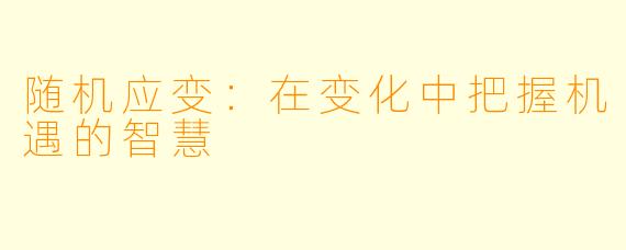 随机应变：在变化中把握机遇的智慧