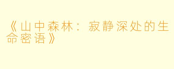 《山中森林：寂静深处的生命密语》