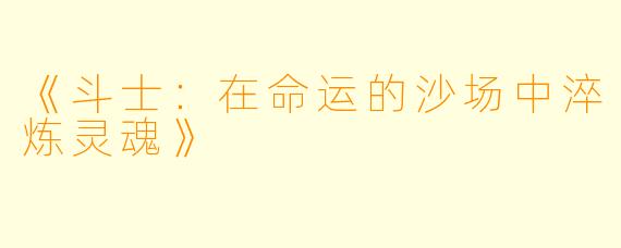 《斗士：在命运的沙场中淬炼灵魂》