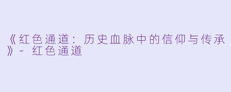 《红色通道：历史血脉中的信仰与传承》-红色通道