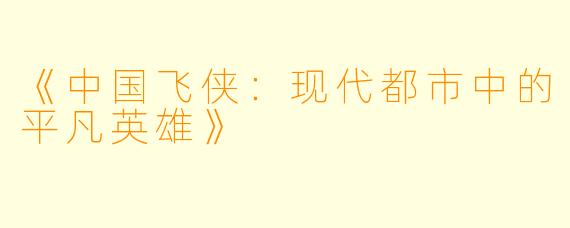 《中国飞侠：现代都市中的平凡英雄》
