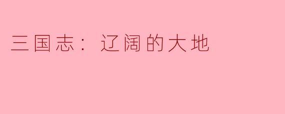 三国志：辽阔的大地
