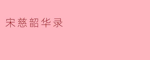 宋慈韶华录