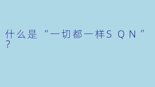什么是“一切都一样SQN”？