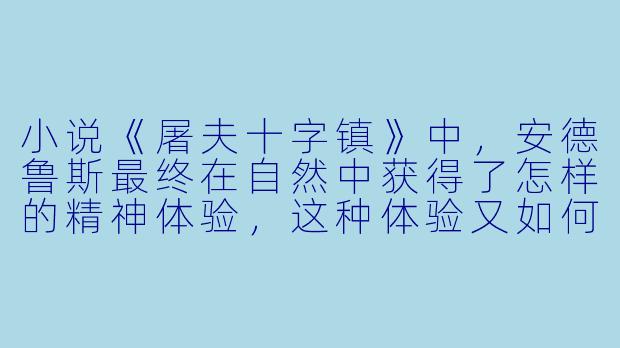 小说《屠夫十字镇》中，安德鲁斯最终在自然中获得了怎样的精神体验，这种体验又如何反衬出现代文明的困境？-屠夫十字镇