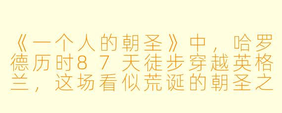 《一个人的朝圣》中，哈罗德历时87天徒步穿越英格兰，这场看似荒诞的朝圣之旅，究竟让他“走”出了什么？