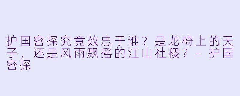 护国密探究竟效忠于谁？是龙椅上的天子，还是风雨飘摇的江山社稷？-护国密探