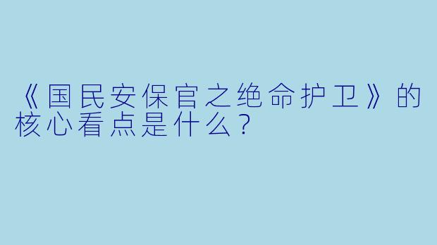 《国民安保官之绝命护卫》的核心看点是什么？