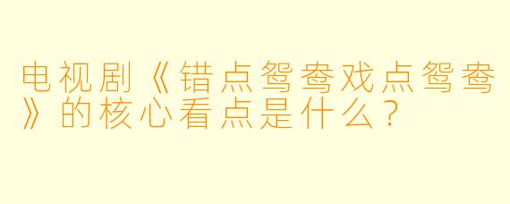 电视剧《错点鸳鸯戏点鸳鸯》的核心看点是什么？