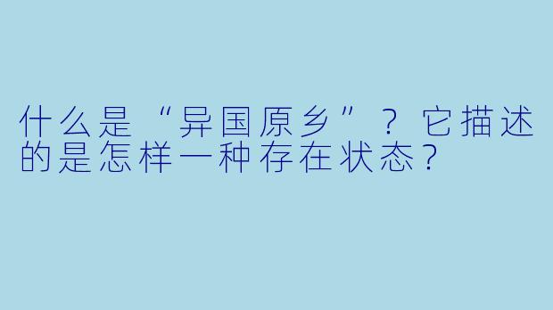 什么是“异国原乡”？它描述的是怎样一种存在状态？
