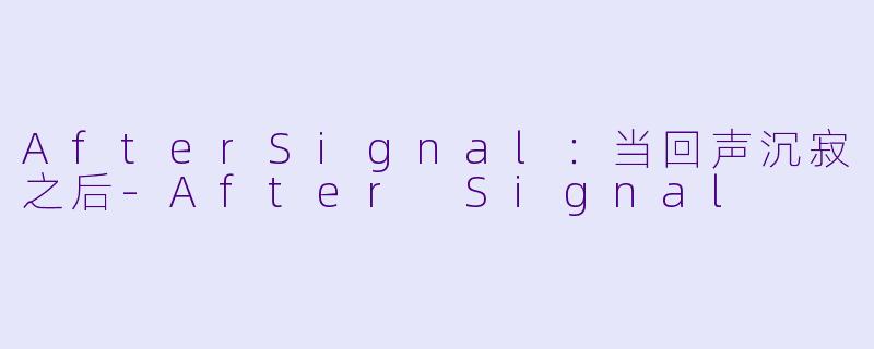 AfterSignal:当回声沉寂之后-After Signal