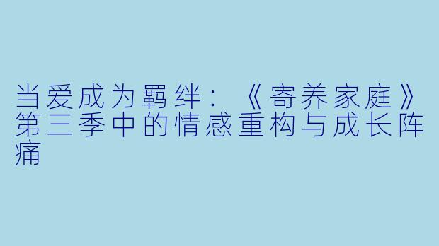 当爱成为羁绊：《寄养家庭》第三季中的情感重构与成长阵痛