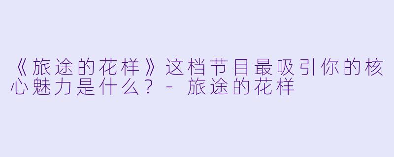 《旅途的花样》这档节目最吸引你的核心魅力是什么？