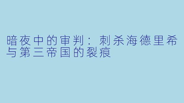 暗夜中的审判：刺杀海德里希与第三帝国的裂痕