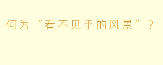 何为“看不见手的风景”？