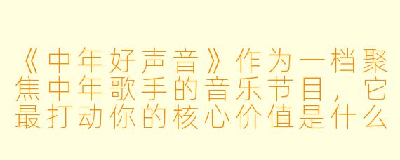 《中年好声音》作为一档聚焦中年歌手的音乐节目，它最打动你的核心价值是什么？