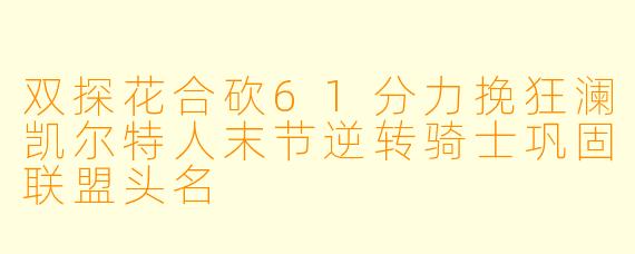 双探花合砍61分力挽狂澜凯尔特人末节逆转骑士巩固联盟头名
