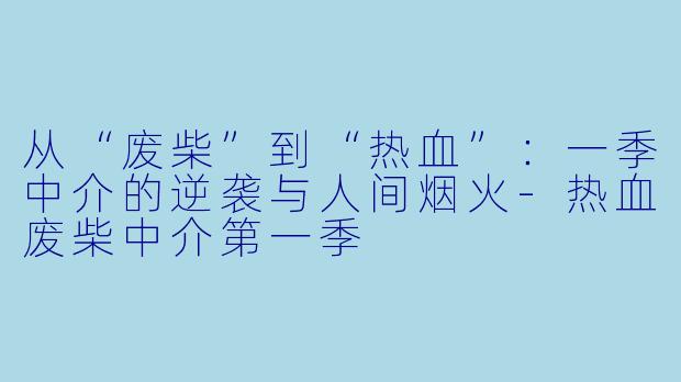 从“废柴”到“热血”：一季中介的逆袭与人间烟火-热血废柴中介第一季