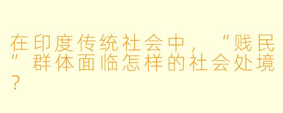 在印度传统社会中,“贱民”群体面临怎样的社会处境?
