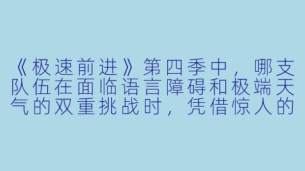《极速前进》第四季中，哪支队伍在面临语言障碍和极端天气的双重挑战时，凭借惊人的默契和应变能力逆袭夺冠，他们的获胜关键是什么？-极速前进第四季