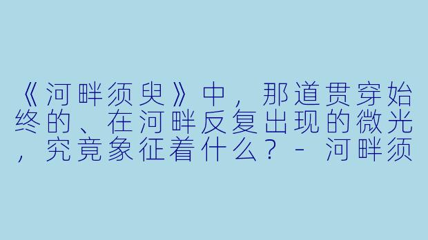 《河畔须臾》中，那道贯穿始终的、在河畔反复出现的微光，究竟象征着什么？-河畔须臾