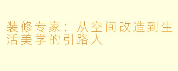 装修专家：从空间改造到生活美学的引路人