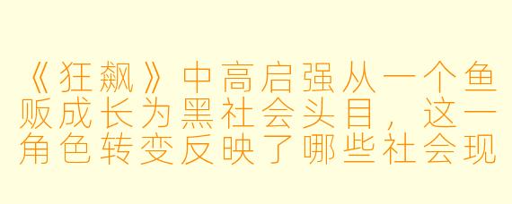 《狂飙》中高启强从一个鱼贩成长为黑社会头目，这一角色转变反映了哪些社会现实与人性复杂性？