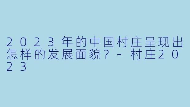 2023年的中国村庄呈现出怎样的发展面貌？-村庄2023