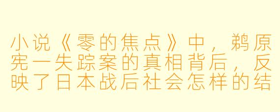 小说《零的焦点》中，鹈原宪一失踪案的真相背后，反映了日本战后社会怎样的结构性矛盾？