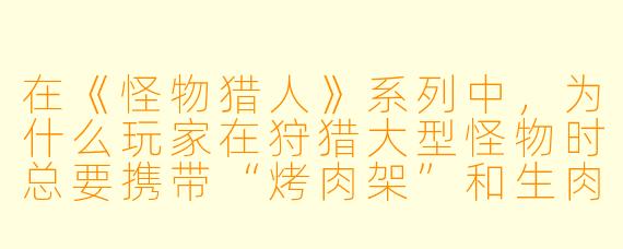 在《怪物猎人》系列中，为什么玩家在狩猎大型怪物时总要携带“烤肉架”和生肉？
