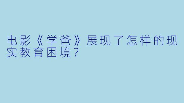 电影《学爸》展现了怎样的现实教育困境？