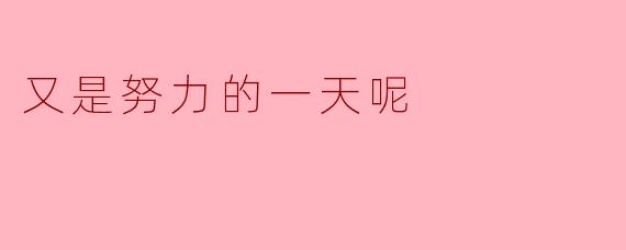 又是努力的一天呢