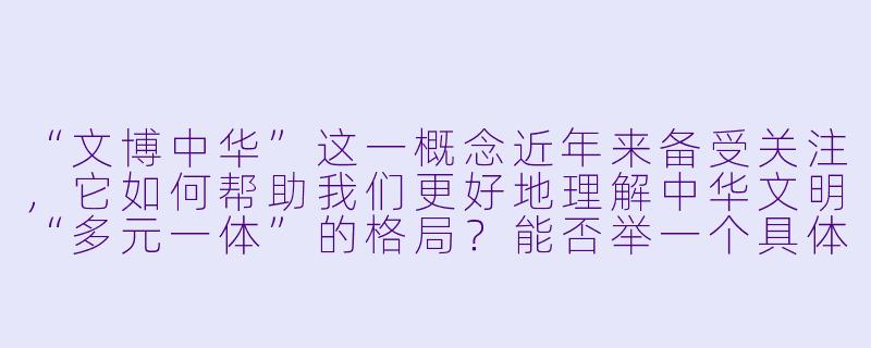 “文博中华”这一概念近年来备受关注，它如何帮助我们更好地理解中华文明“多元一体”的格局？能否举一个具体的文物或遗址作为例子来说明？