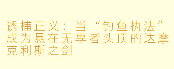 诱捕正义：当“钓鱼执法”成为悬在无辜者头顶的达摩克利斯之剑