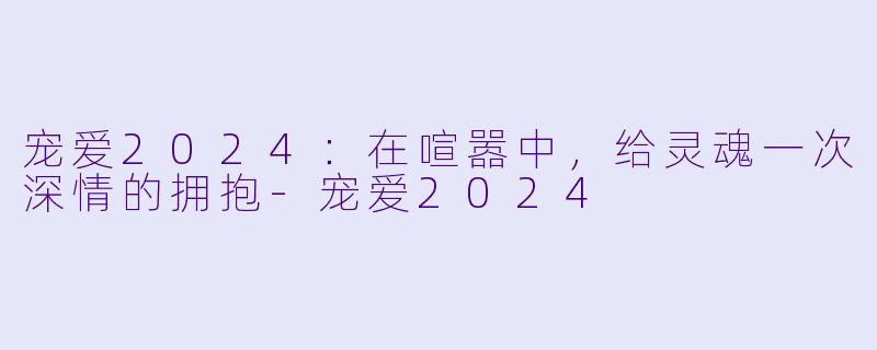 宠爱2024:在喧嚣中,给灵魂一次深情的拥抱-宠爱2024