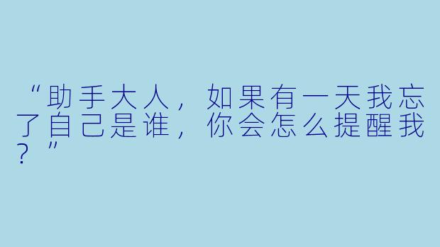 “助手大人，如果有一天我忘了自己是谁，你会怎么提醒我？”